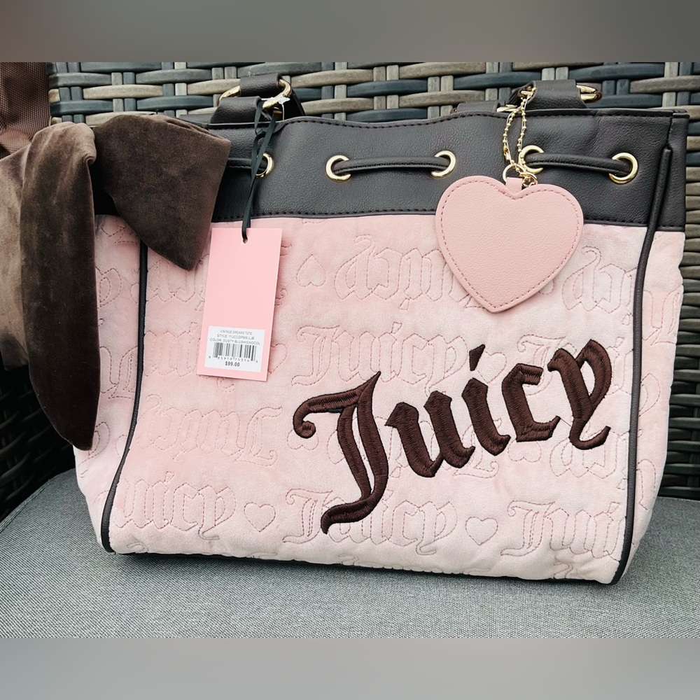 Juicy Couture Vintage Dreams Tote in Dusty Blush and Brown